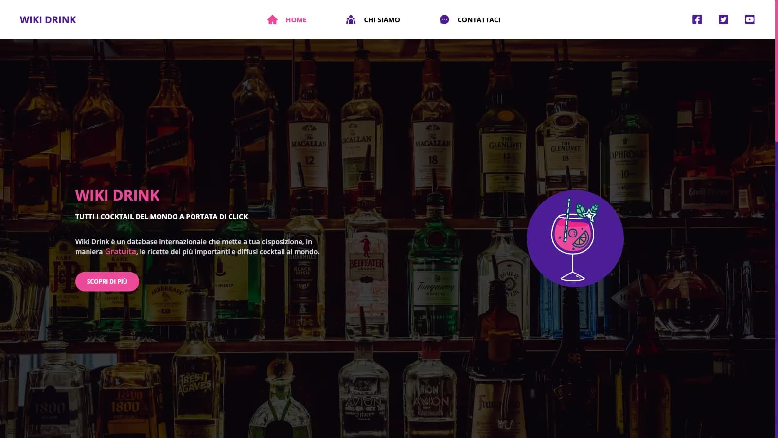 Wiki Drinks Catalogo cocktail di Wiki Drinks, applicazione web per cercare ricette di drink